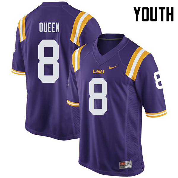 Youth #8 Patrick Queen LSU Tigers College Football Jerseys Sale-Purple